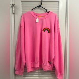 Aviator Nation Women’s Rainbow Embroidery Relaxed Crew Sweatshirt Size Medium M